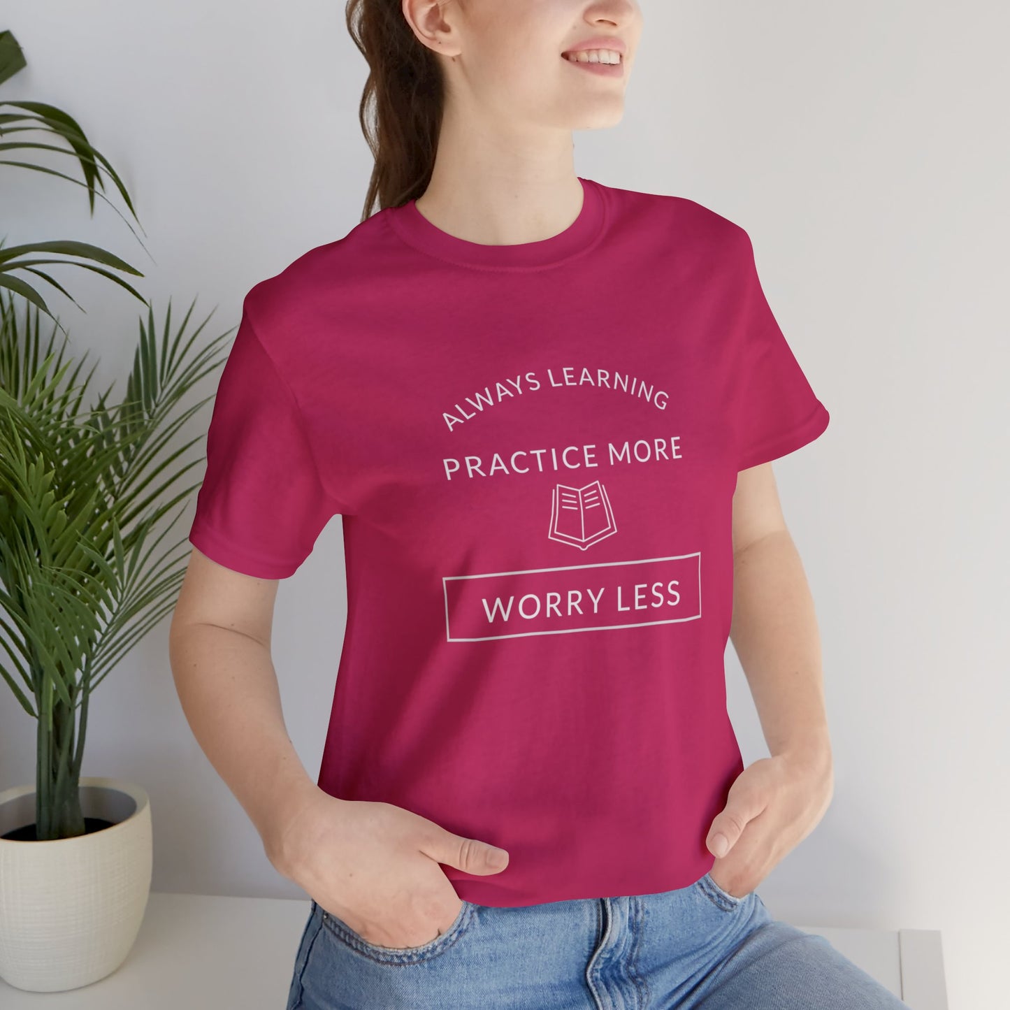 Practice more worry less book motivational teacher t-shirt