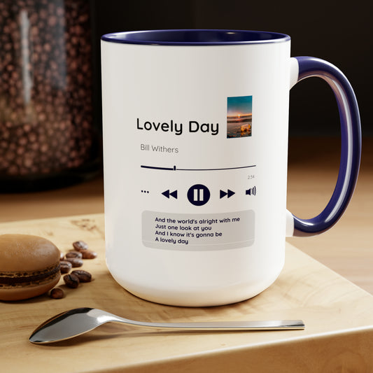 A Lovely Day Two-Tone Coffee Mugs, 15oz